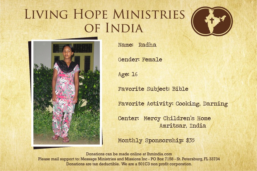 Child Sponsor - India - Radha