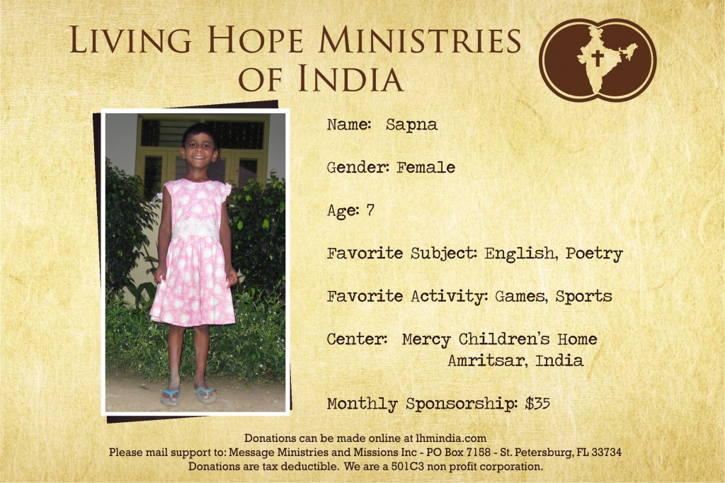 Child Sponsor - India - Sapna